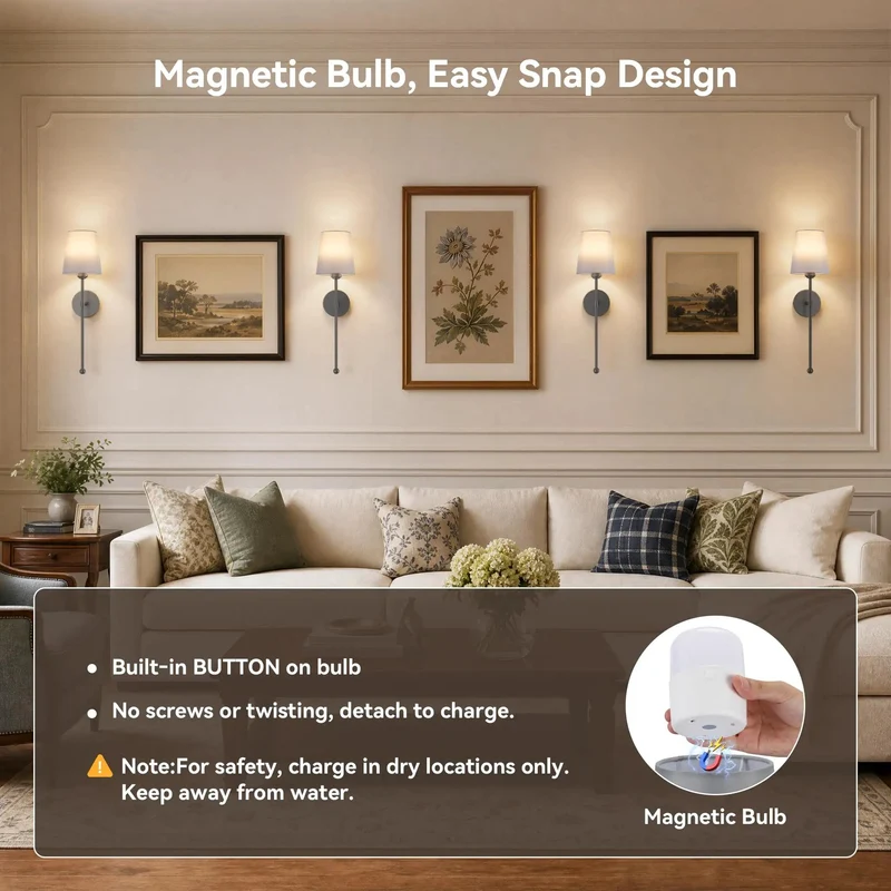 Premium Battery Operated Wall Sconce Set Of Two With Slick RF Remote And Totally Dead Simple Wireless Mount Grey Decor Piece Featuring Adjustable Rods For Seamlessly Modern Room Atmosphere