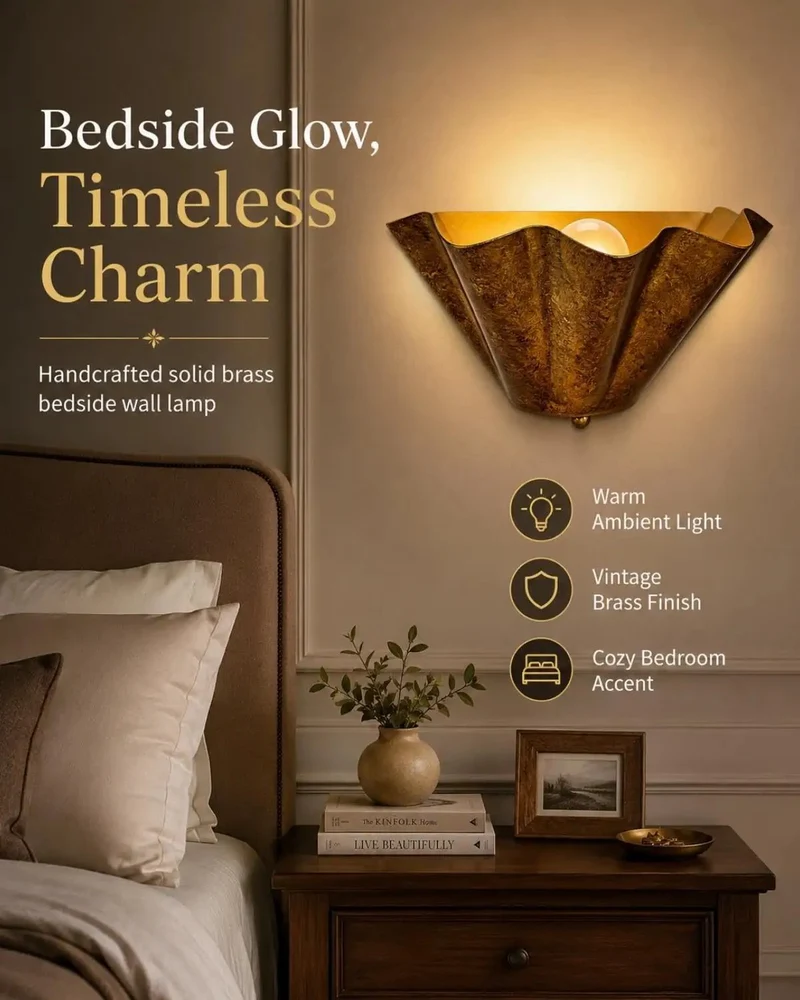 Heavy Duty Vintage Bronze Wall Sconce With Scalloped Bowl Shade And Standard E26 Socket Made For Low Key Uplight Vibes That Bring Top Shelf Country Flair To Your Hallway Kitchen Or Lounge Spot Today