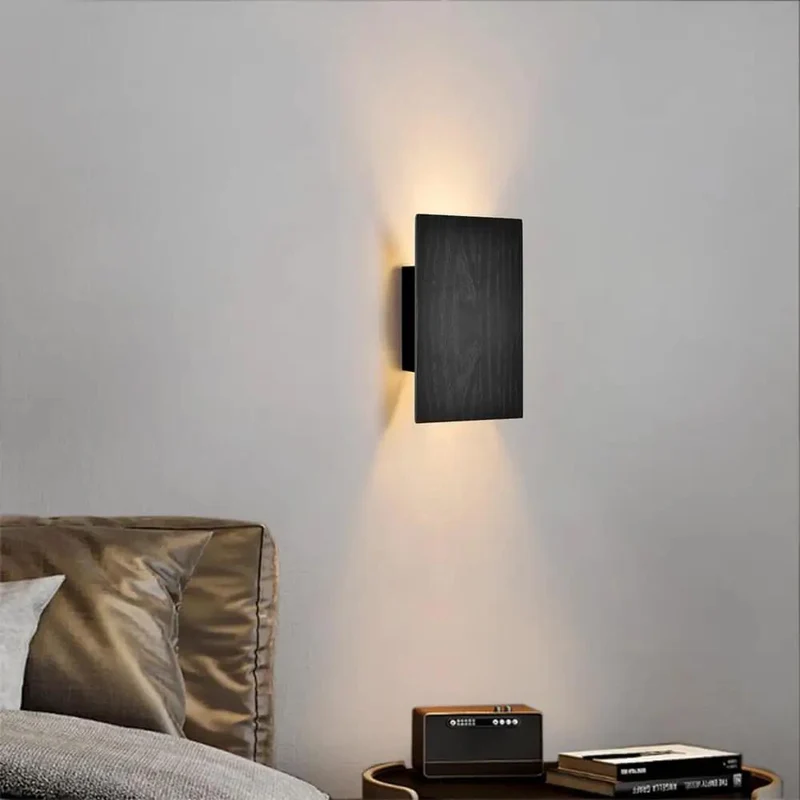 Knockout Flat Wall Sconce With Genuine Wood Panels And A Hassle Free Switch, Up And Down Led Lights Provide Heavy Duty Illumination For Slick Bedroom And Hallway Decor, Retro Modern Fixtures, Top Shelf Warm White Glow
