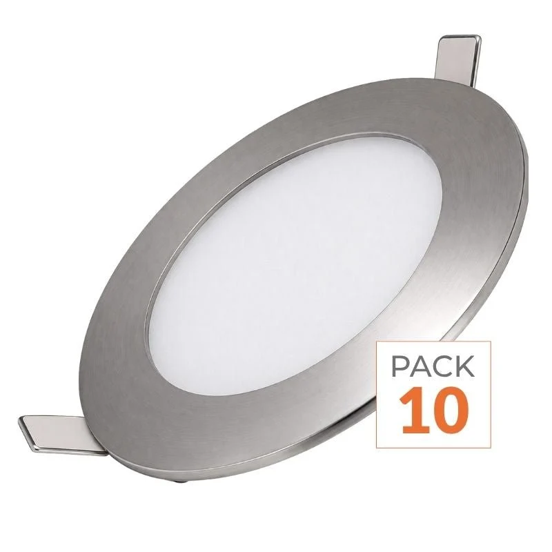 Downlight Dalle LED Extra Plate Ronde ALU 6W - Pack de 10