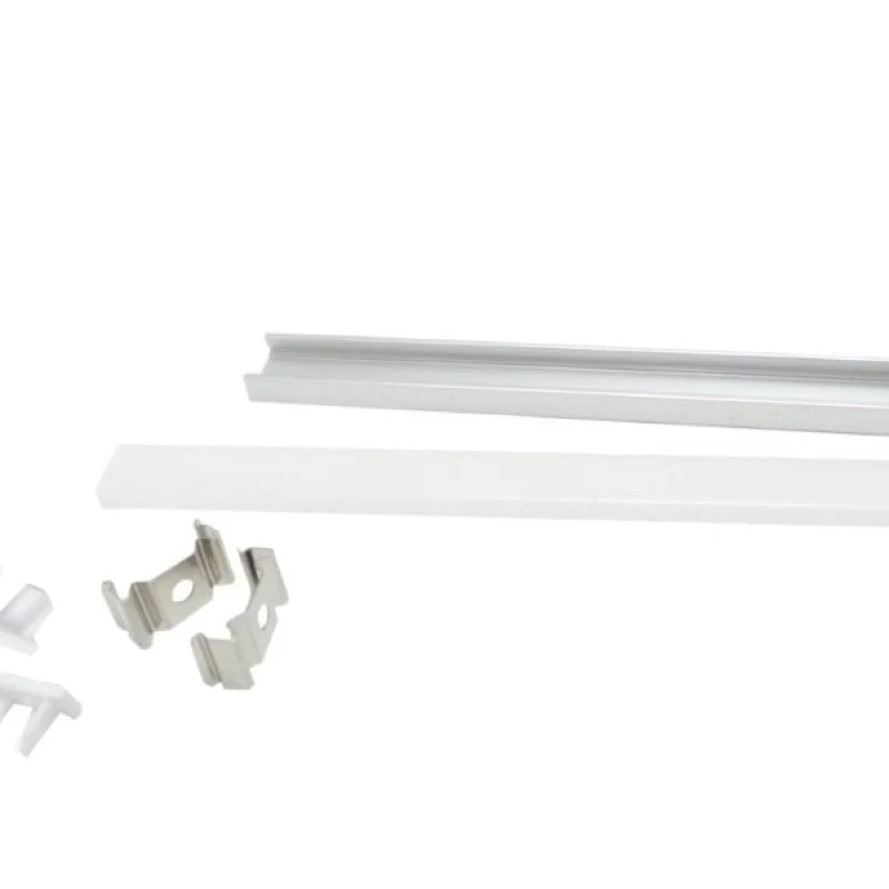 Profilé Aluminium 1m pour Ruban LED avec Couvercle Blanc Opaque