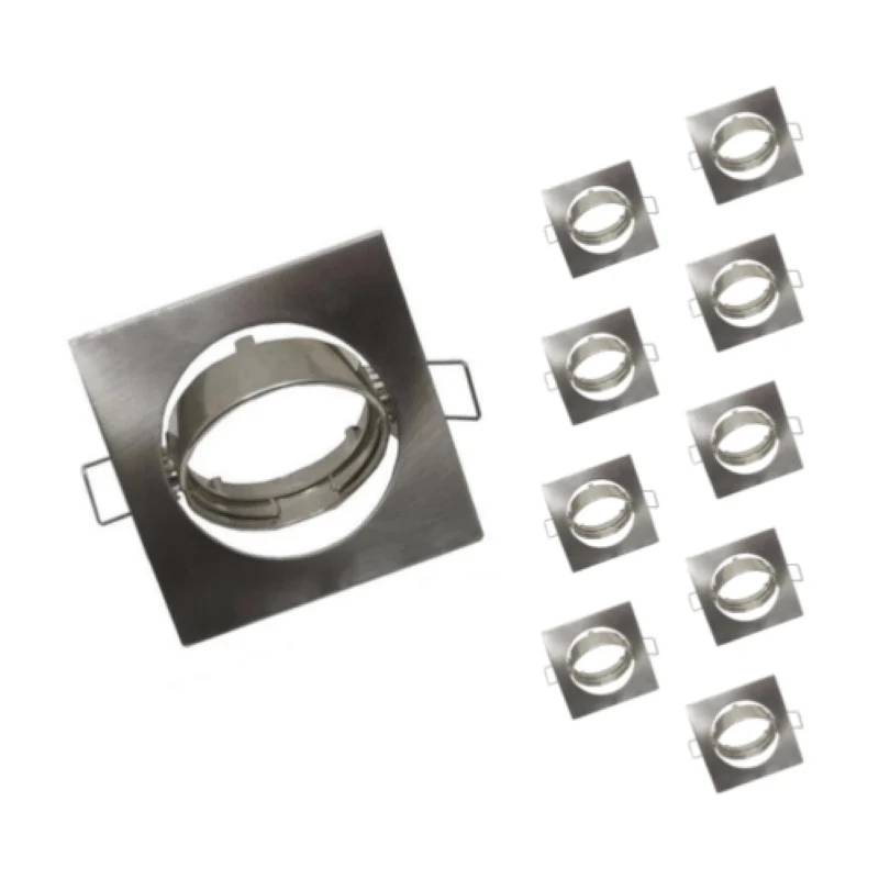Support Spot LED GU10 Orientable Carré INOX - Pack de 10