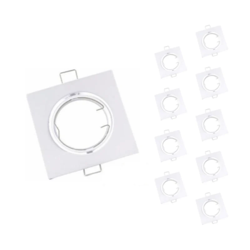 Support Spot Encastrable GU10 LED Orientable Carré BLANC - Pack de 10