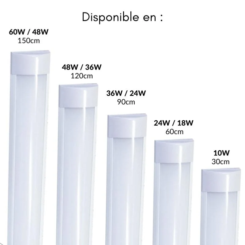 Réglette LED 60cm 18W - Pack de 4