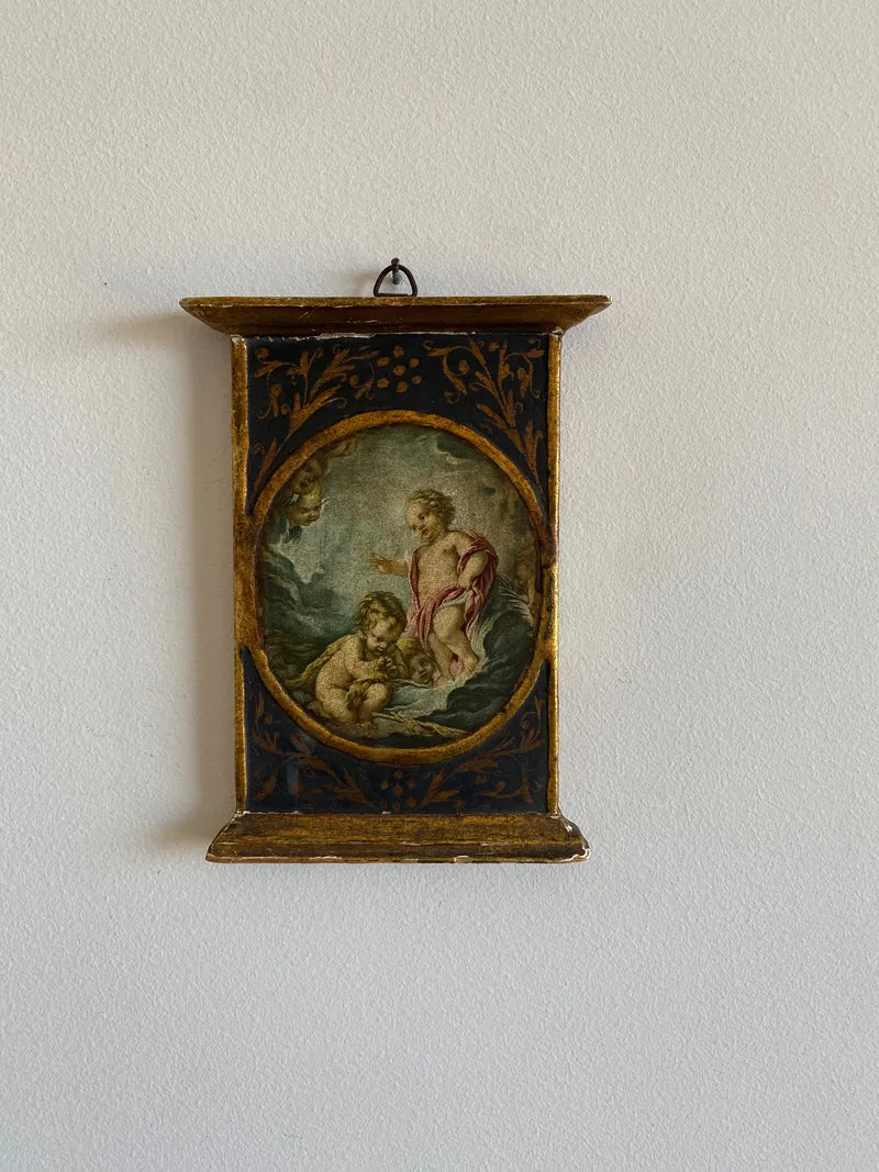 Peinture sur bois illustration chérubin