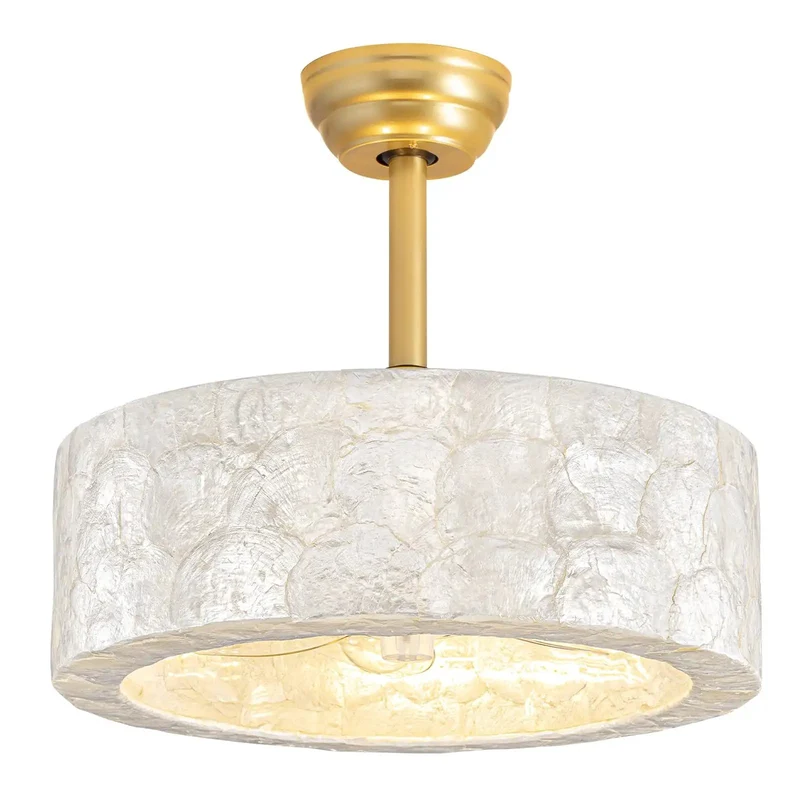 18 Inch Modern Gold Capiz Shell Fandelier Ceiling Fan With Light Delivers Ace Vibe And Dope Glow Slick Boho Chandelier Design Levels Up Every Room Easily
