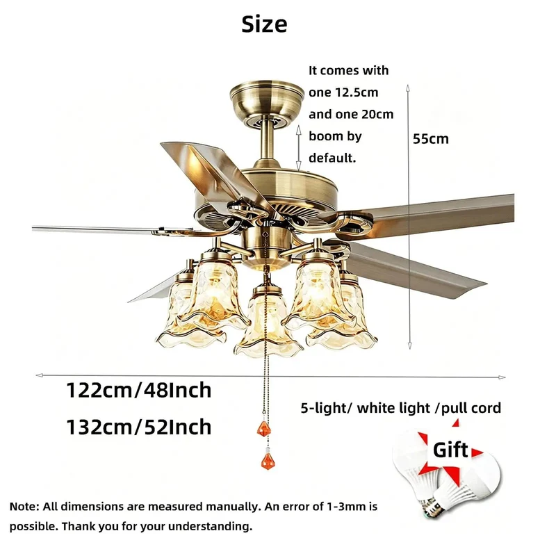 Premium 48 To 52 Inch Indoor Ceiling Fan With Slick Led Chandelier Light Heavy Duty Motor Smooth Forward Reverse Rotation Big Breeze Airflow No Fuss Remote Control Three Speed Settings For Any Modern American Home