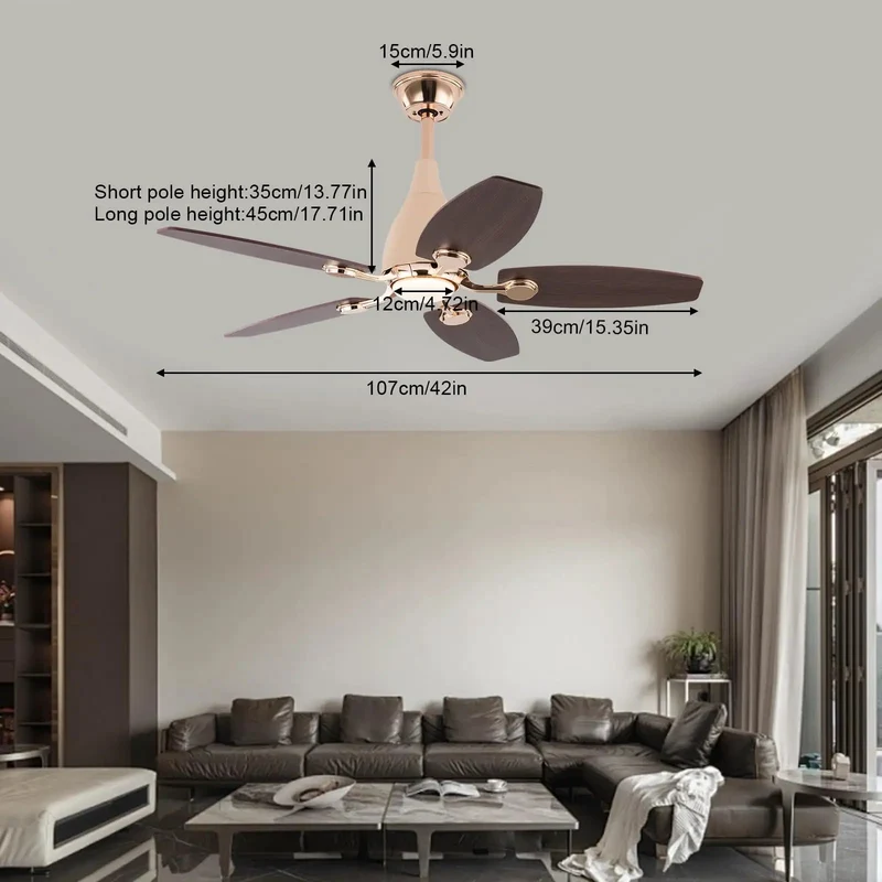 Heavy Duty Iron Indoor Ceiling Fan With Bright 45W Led Light And Smooth Kickin Airflow Featuring Five Sleek Blades Paired With A No Hassle Wireless Remote For Laid Back Room Cooling