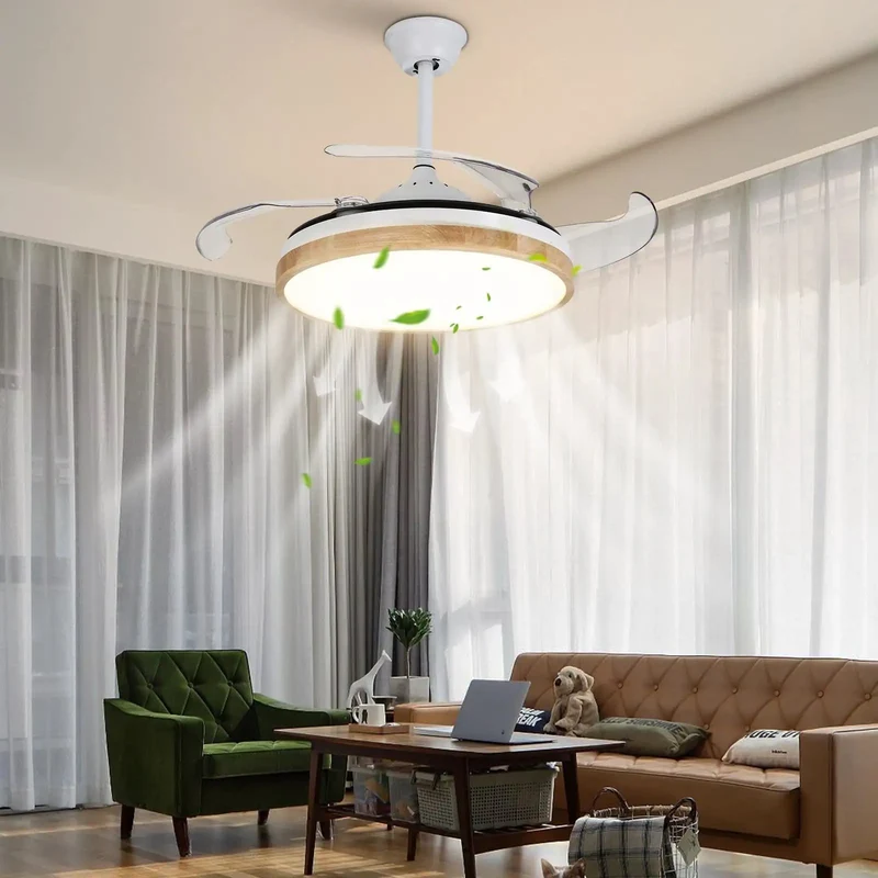 42 Inch Modern Ceiling Fan With Integrated Ambient Lighting Dual Direction Wind Remote Controlled Build Crafted From Heavy Gauge Steel And Durable ABS Blades Super Chill Operation For Everyday Home Use