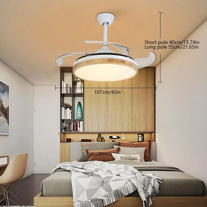 42 Inch Modern Ceiling Fan With Integrated Ambient Lighting Dual Direction Wind Remote Controlled Build Crafted From Heavy Gauge Steel And Durable ABS Blades Super Chill Operation For Everyday Home Use