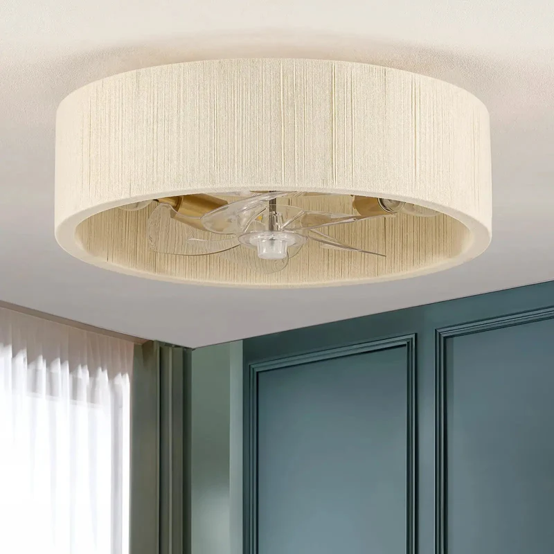 Super Cool Boho Flush Mount Ceiling Fan With Soft Ambient Light And Super Easy Remote Control Featuring Stylish Pleated Shade That Brings Real Nice Vibes To Any Home Space