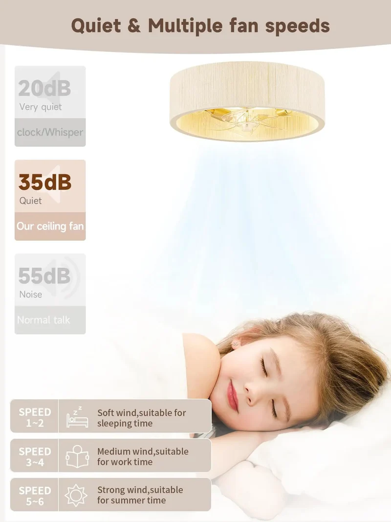 Super Cool Boho Flush Mount Ceiling Fan With Soft Ambient Light And Super Easy Remote Control Featuring Stylish Pleated Shade That Brings Real Nice Vibes To Any Home Space