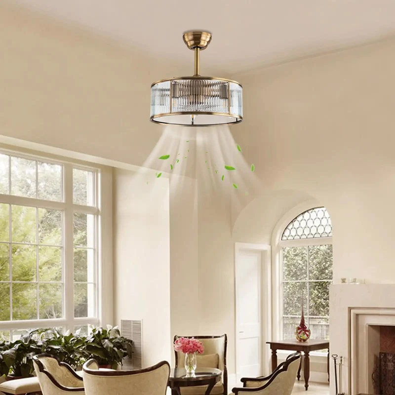 Vintage Industrial Caged Ceiling Fan With Remote And Seven Abs Blades Delivers Hella Smooth Airflow Featuring Pure Copper Dc Motor For Heavy Duty Home Cooling Vibes