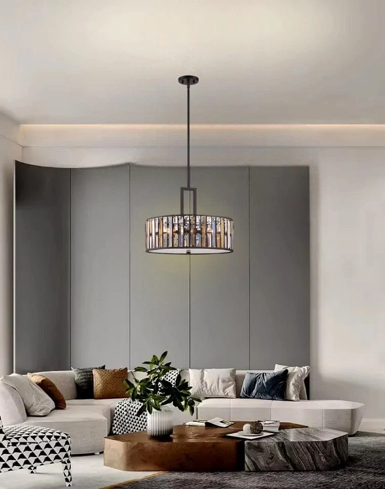 Lustre rond noir or Séjour et Salon