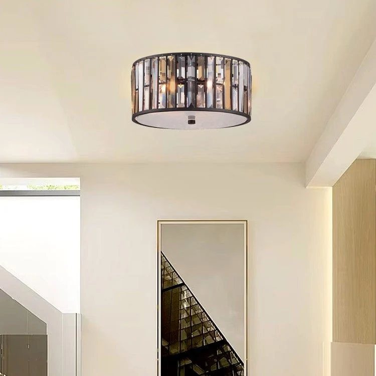 Plafonnier d’entrée noir et verre