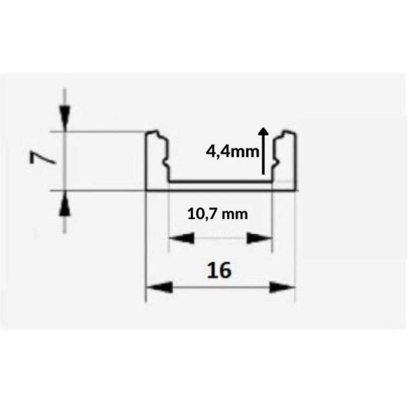 Profilé Aluminium 2m pour Ruban LED avec Couvercle Blanc Opaque