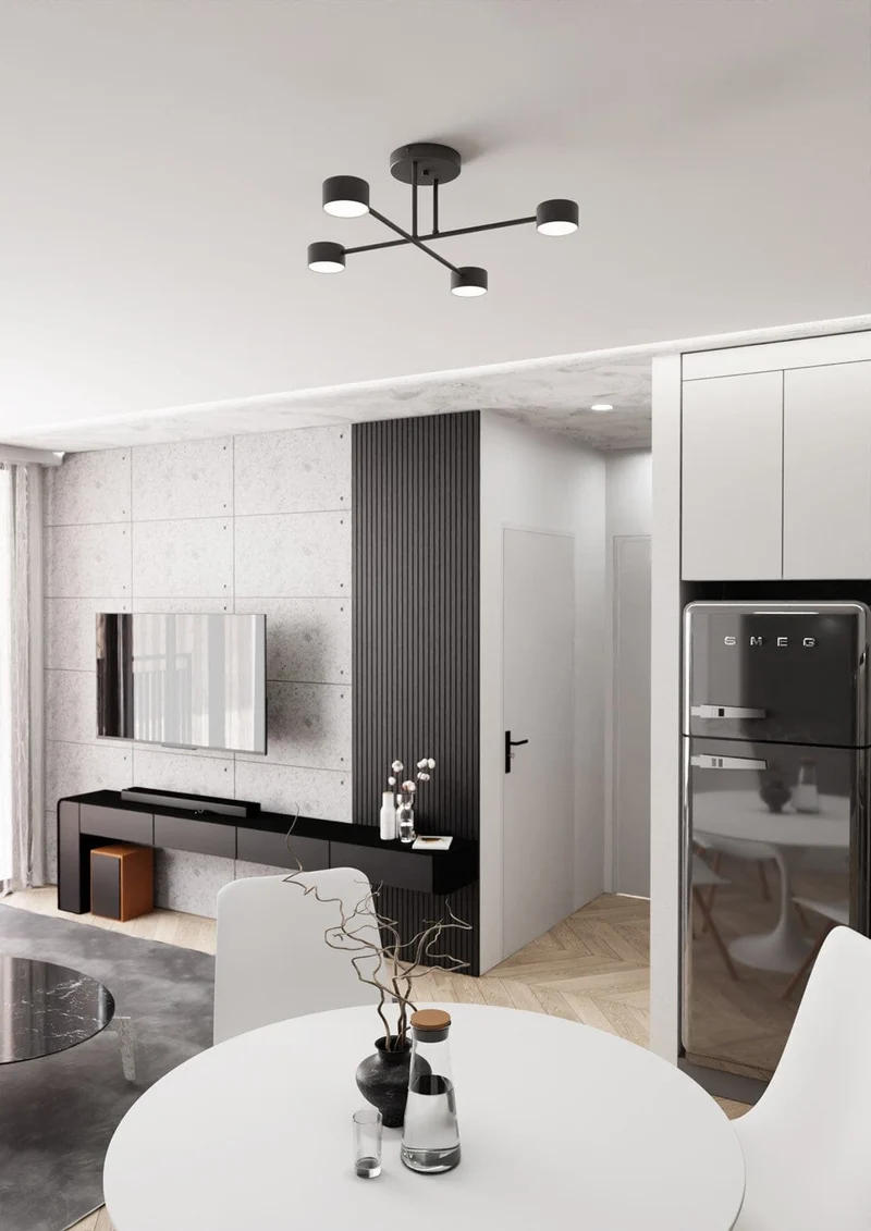 Plafonnier Contemporain Blanc pour Salon