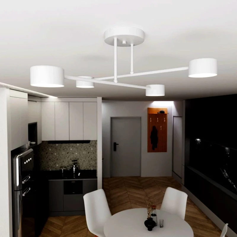 Plafonnier Contemporain Blanc pour Salon