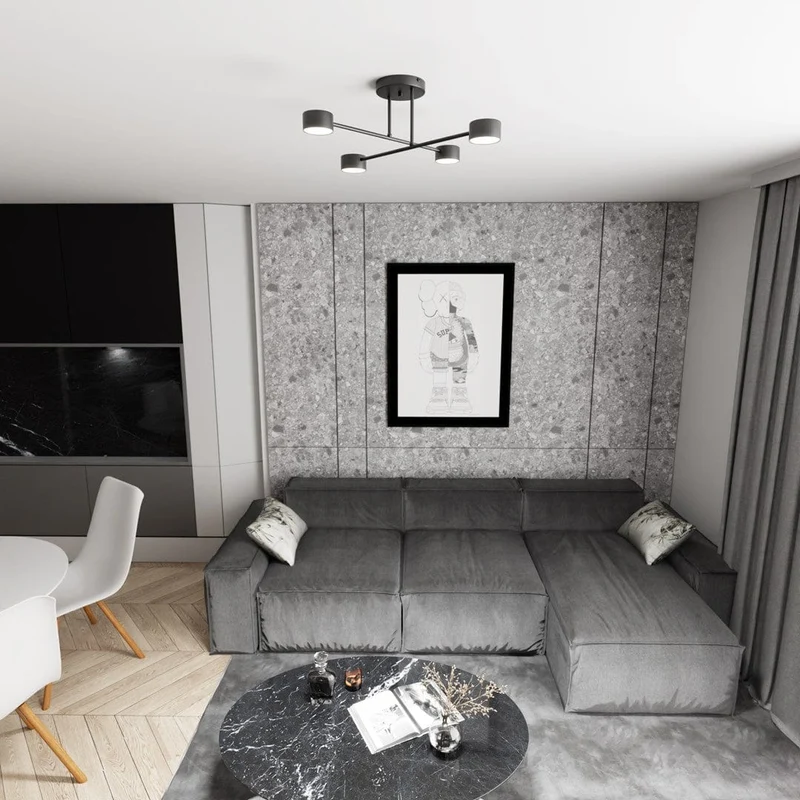 Plafonnier Contemporain Blanc pour Salon