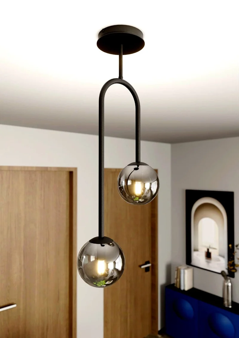 Suspension lumineuse noir pas cher pour Bureau