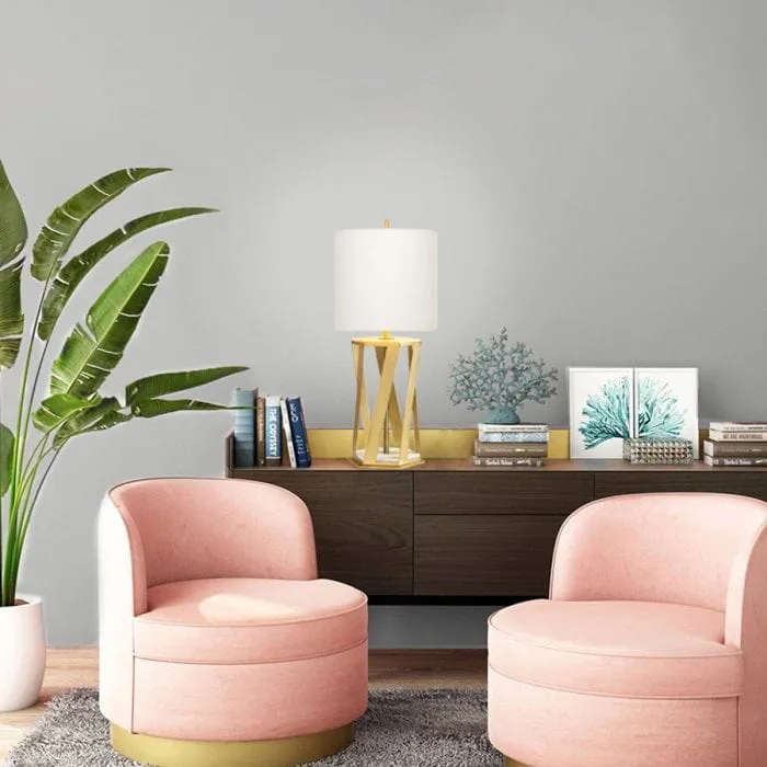 Lampe de table blanche et dore Salon