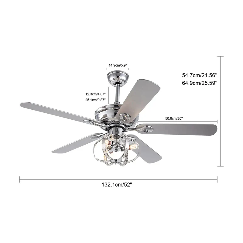 Premium 52 Inch Ceiling Fan And Chandelier Hybrid Featuring Wireless Remote Five Graceful Blades Triple Airflow Levels Keep Your Setup Smooth And Totally Chilled