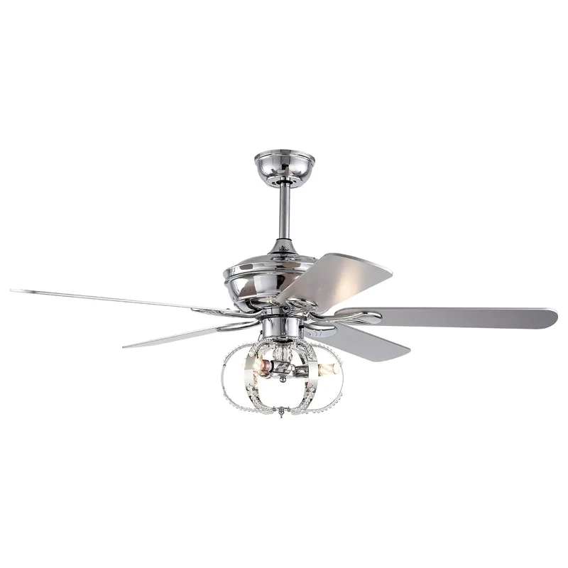 Premium 52 Inch Ceiling Fan And Chandelier Hybrid Featuring Wireless Remote Five Graceful Blades Triple Airflow Levels Keep Your Setup Smooth And Totally Chilled