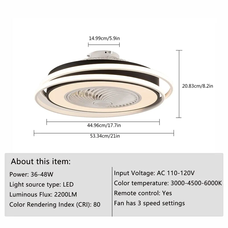 Modern 5 Blade Ceiling Fan With Light Featuring Silent Copper Motor Smooth Cruising Performance Remote Control Trio Lighting Modes For Setting The Perfect Low Key Chill Room Setup