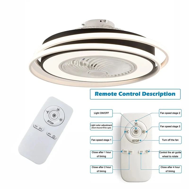 Modern 5 Blade Ceiling Fan With Light Featuring Silent Copper Motor Smooth Cruising Performance Remote Control Trio Lighting Modes For Setting The Perfect Low Key Chill Room Setup