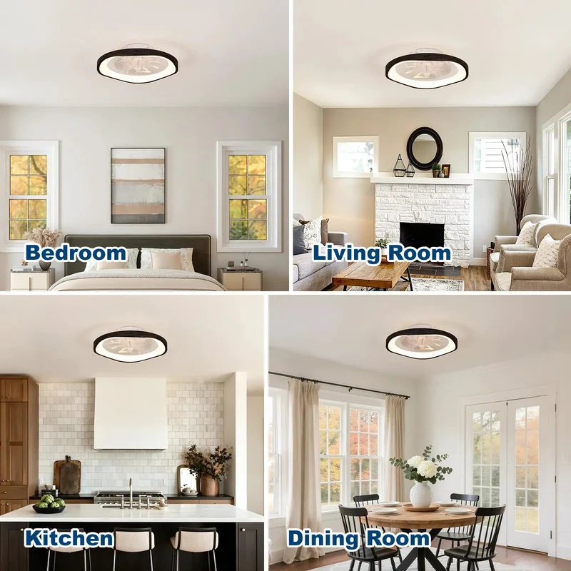 Zero Hassle Black 20 Inch Low Profile Ceiling Fan With Bright Led Bulbs Dual Remote And Smart App Toggle Gentle Breezes Minimalist Surface Mount Hardware For Small Room Home Setups