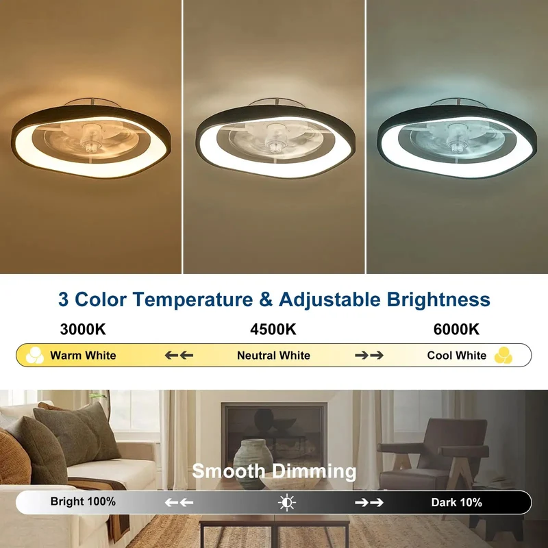 Zero Hassle Black 20 Inch Low Profile Ceiling Fan With Bright Led Bulbs Dual Remote And Smart App Toggle Gentle Breezes Minimalist Surface Mount Hardware For Small Room Home Setups