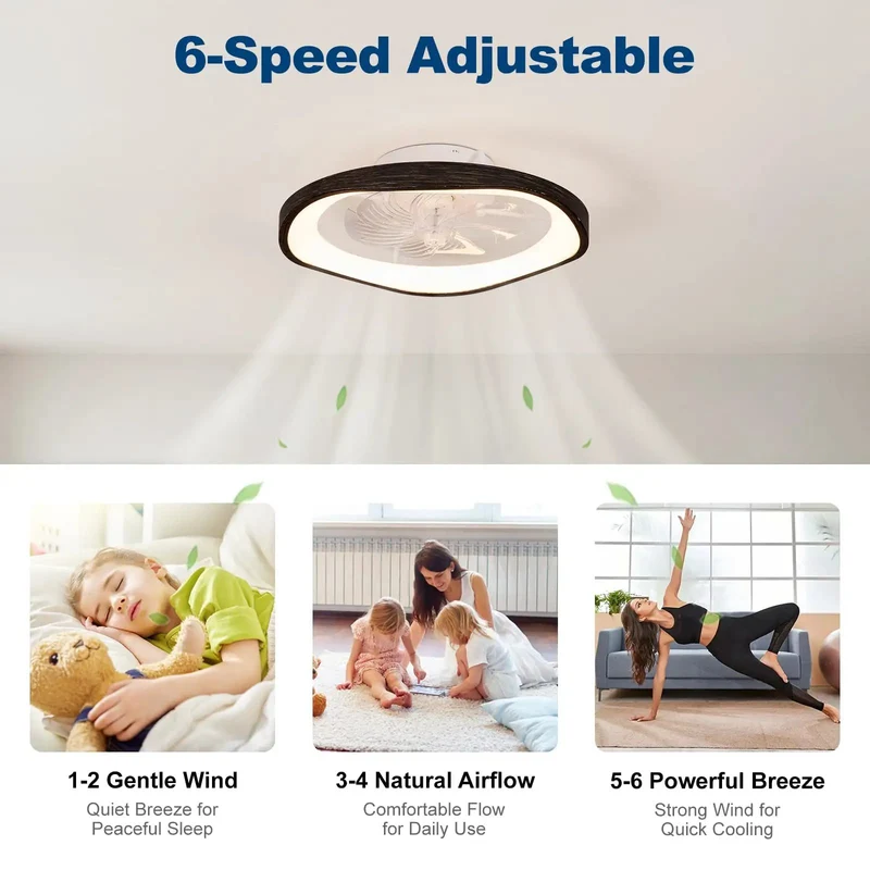 Zero Hassle Black 20 Inch Low Profile Ceiling Fan With Bright Led Bulbs Dual Remote And Smart App Toggle Gentle Breezes Minimalist Surface Mount Hardware For Small Room Home Setups