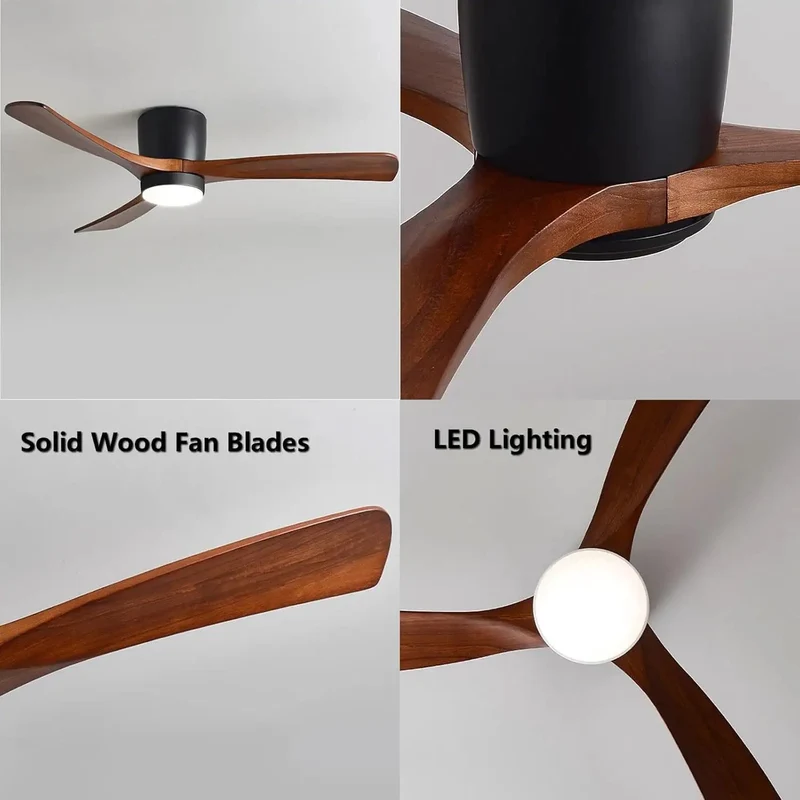 Slick Modern Indoor Ceiling Fan With Light Dead Quiet Operation Solid Wood Blades Smooth Six Speed Settings Three Warm Led Colors Forward Reverse Mode Perfect Kick Back Space For Your Couch