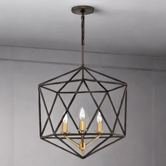 Petit Lustre Noir et Dore pour Cuisine