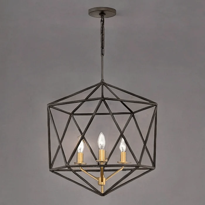 Petit Lustre Noir et Dore pour Cuisine