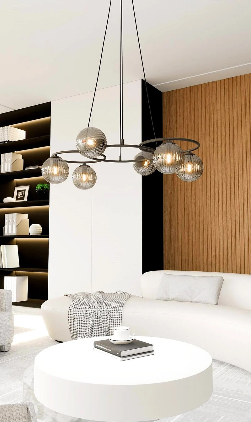 Lustre Suspendu Verre Noir Salon