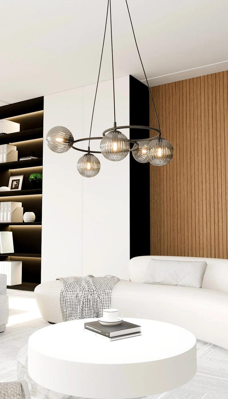 Lustre Suspension Design Verre Noir Salon