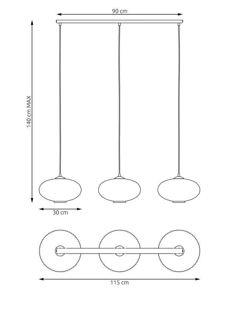 Lampes suspension en verre noir Salle a Manger
