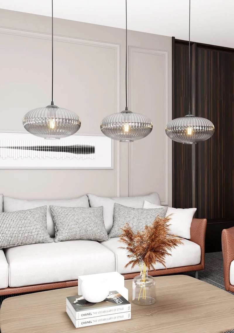 Lampes suspension en verre noir Salle a Manger