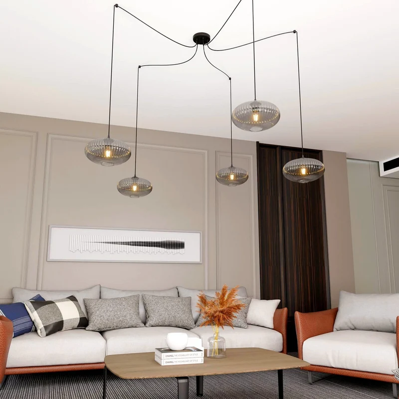 Luminaire XXL en verre noir Salon