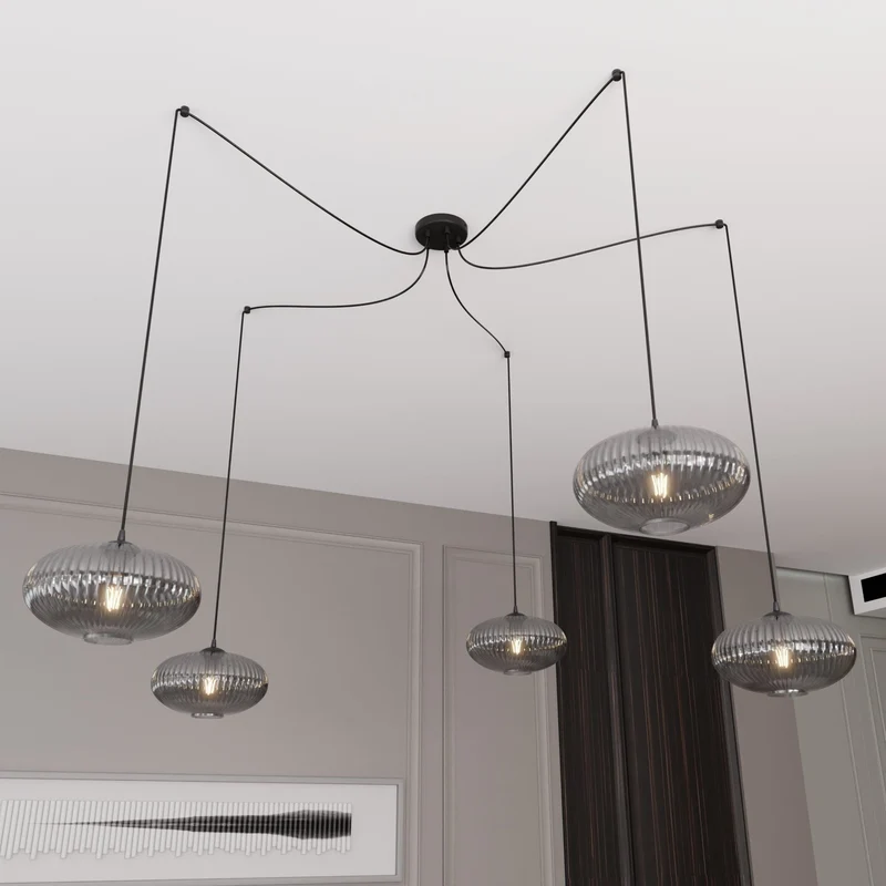 Luminaire XXL en verre noir Salon