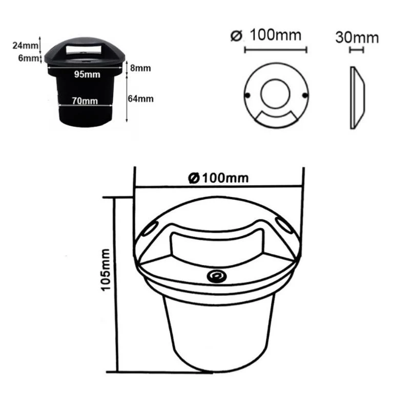 Spot Extérieur Encastrable LED IP65 220V Sol 3W Walkable 4 faisceaux