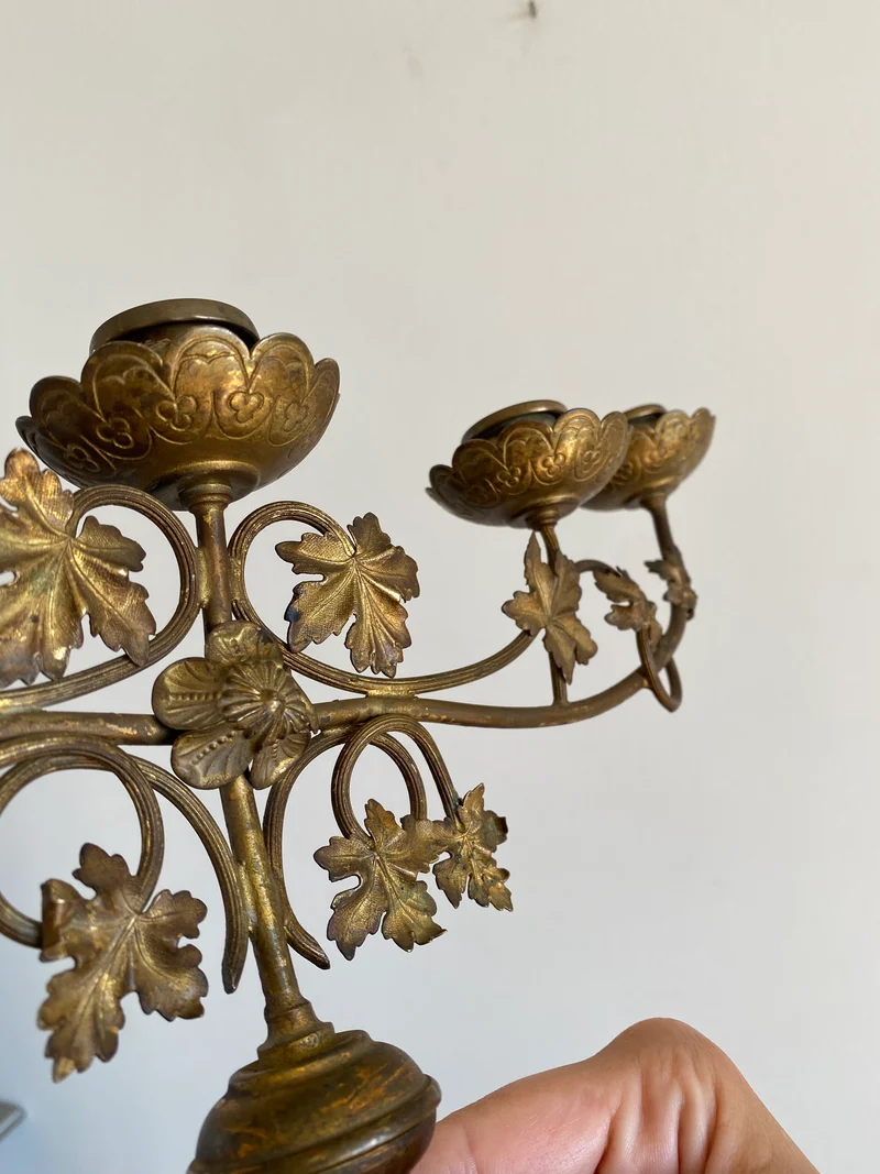 Chandelier ancien en alliage laiton-cuivre 5 têtes