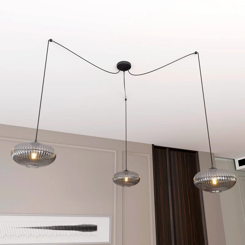 Luminaire suspendu en verre noir Salon