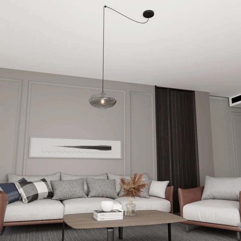 Lampe suspendue en verre noir Salon