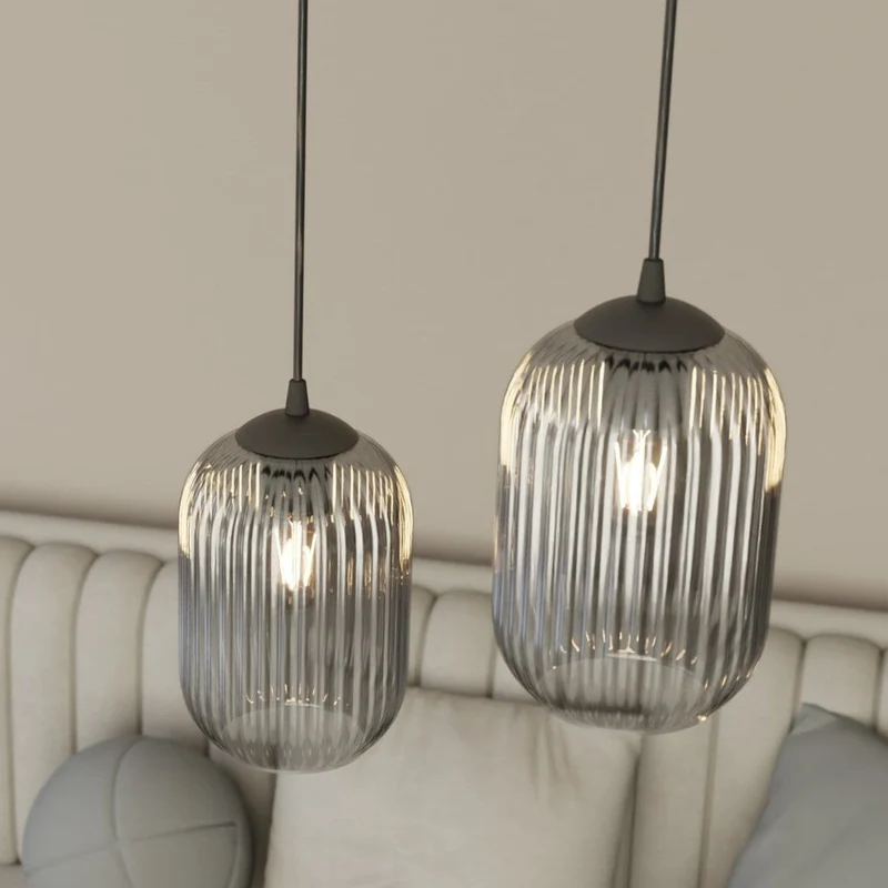Suspension en verre teinté noir pas chère