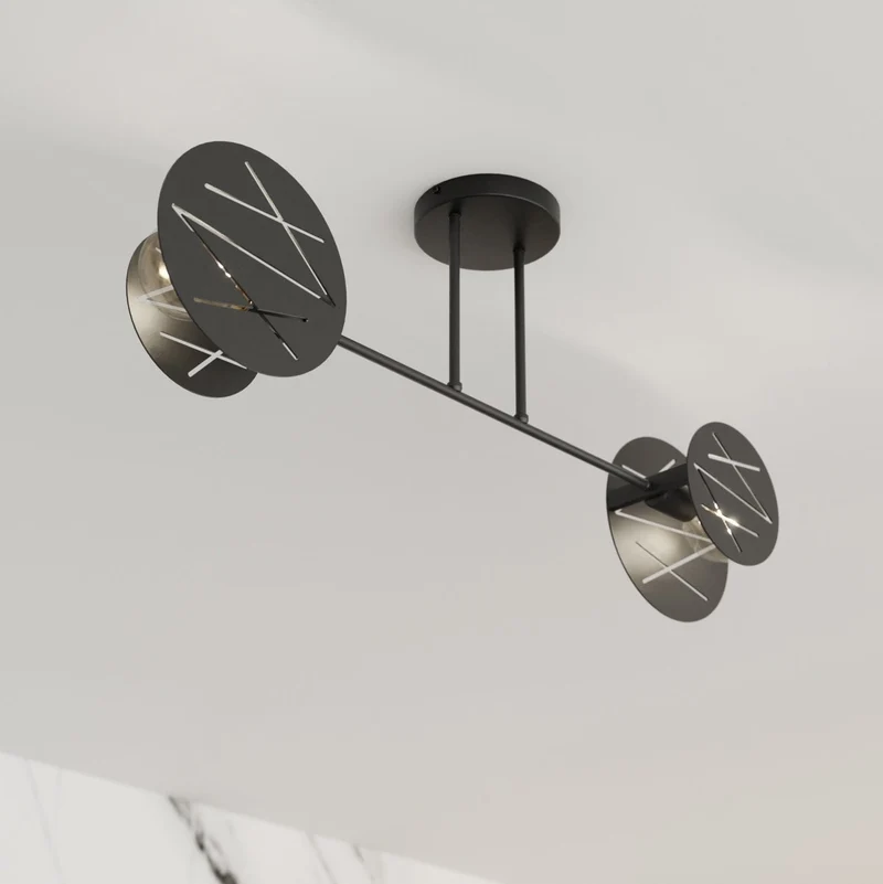 Plafonnier luminaire pas cher noir Salon