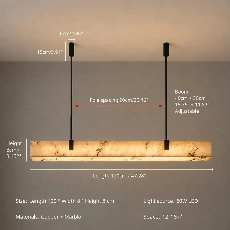 Modern 47 Inch Long Marble Dining Pendant Light With Sleek Copper Frame And Natural Alabaster Shades Ideal For Kitchen Islands Serving Up A Game Changing Glow Straight To Your Table Plus No Sweat Install For Quick Everyday Home Decor Refresh