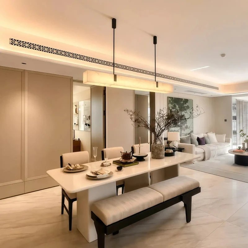 Modern 47 Inch Long Marble Dining Pendant Light With Sleek Copper Frame And Natural Alabaster Shades Ideal For Kitchen Islands Serving Up A Game Changing Glow Straight To Your Table Plus No Sweat Install For Quick Everyday Home Decor Refresh