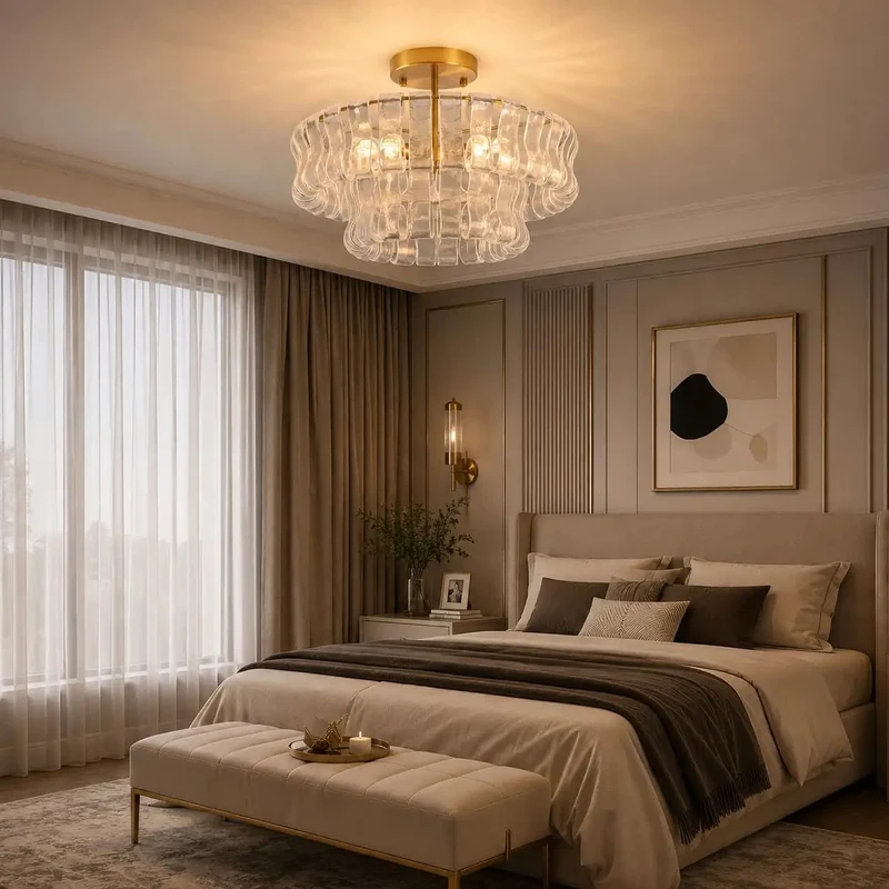 Sleek Modern Ceiling Pendant Light With Polished Steel And Clear Glass Shade For Living Room And Dining Area Led Flush Mount Fixture Delivering Fresh Ambient Vibes That Level Up Your Entire Home Setup